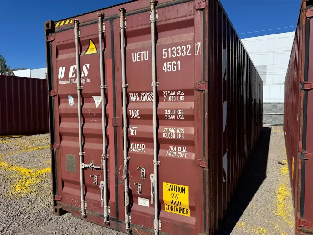 40' High Cube Used, container UETU 513332-7, brick, in the Reno yard