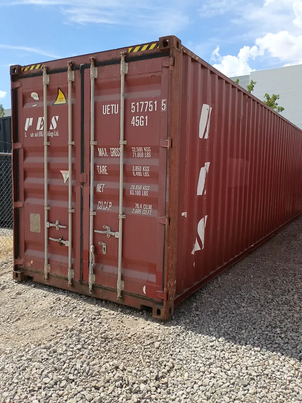 40' High Cube Used, container UETU 517751-5, brick, in the Reno yard