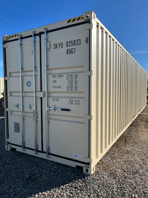 40' High Cube One Trip, tan, in the Reno yard