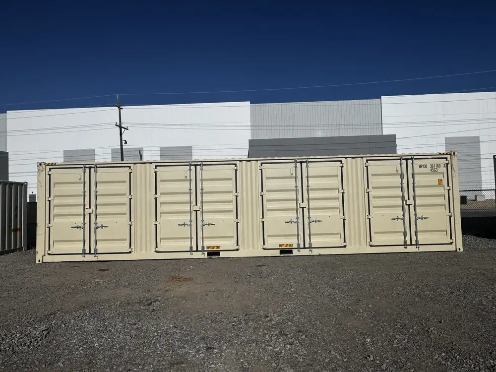 40' High Cube One Trip w/4 Sets of Side Doors, tan, in the Reno yard