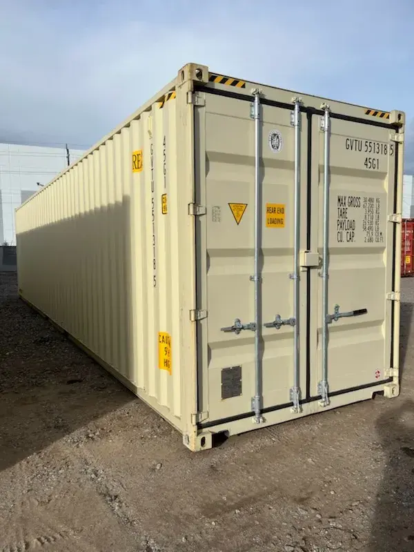 40' High Cube One Trip Double Doors, tan, in the Reno yard