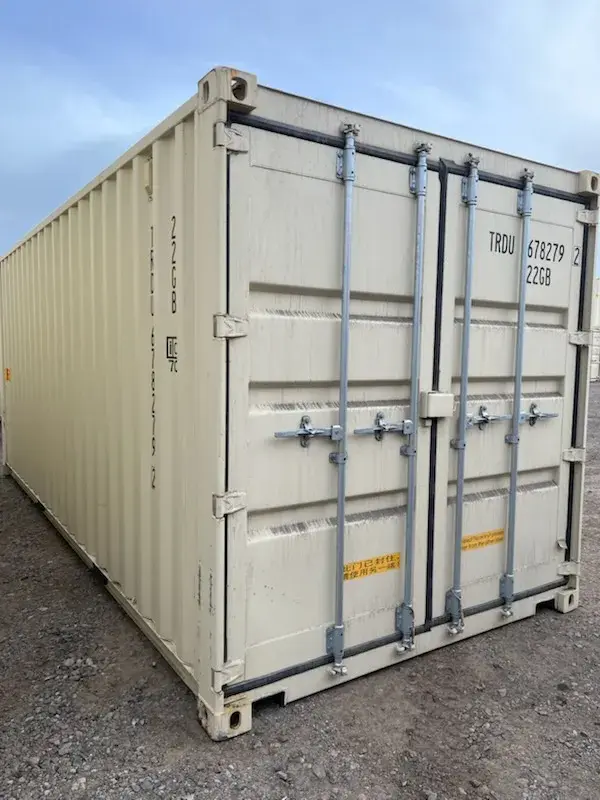 20' Standard One Trip Double Door, tan, in the Reno yard