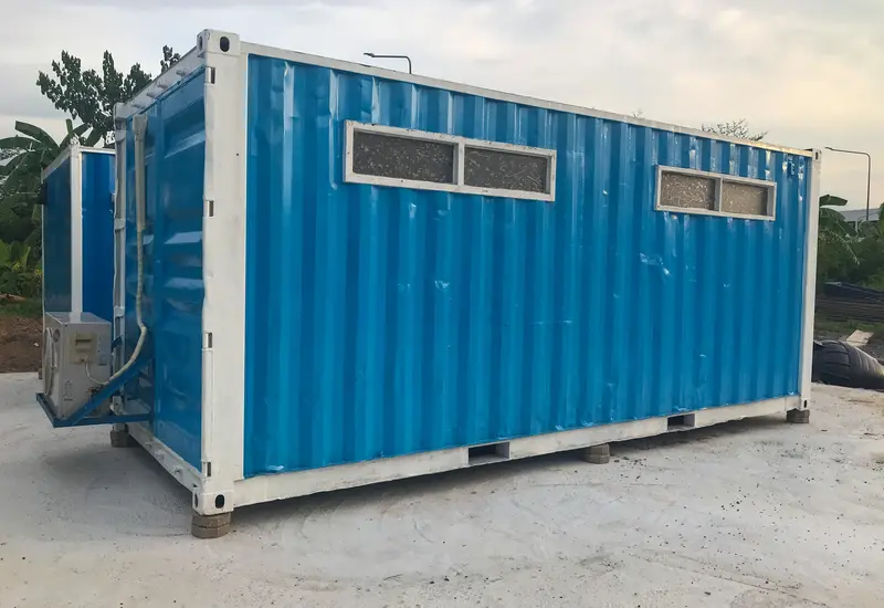 Storage containers in use on a construction site